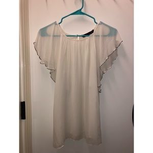 ZARA TOP- white with black beads along sleeves